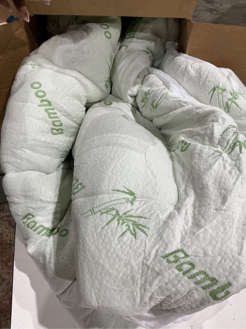 Condition photo showing Good Condition for ultra soft queen size mattress topper - viscose made from bamboo pillow top mattress pad for back pain relief - naturally cooling for hot sleepers, green green queen
