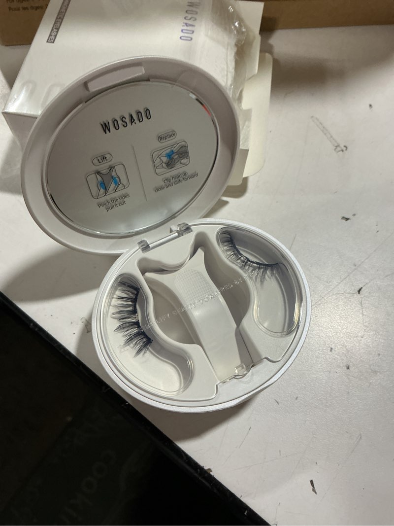 Condition photo showing As Is for WOSADO Magnetic Eyelashes with Applicator Kit, [V10 Ultra Black] 21.5mm Reusable Magnetic Lashes without Eyeliner, Glue-free False Lashes, Waterproof, Lightweight, Suit for Natural Makeup V10 Ultra Black 1 pair (Pack of 1)