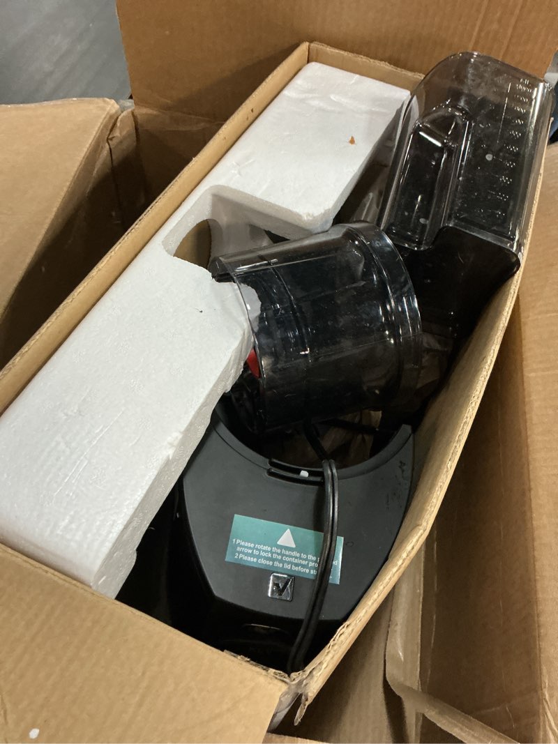 Condition photo showing As Is for Cold Press Juicer Machines, EUHOMY 5.5" Wide Feed Chute, Slow Masticating Juicer for Whole Vegetables and Fruits, 99.6% High Juice Yield, Easy to clean, Juicer Machines with BPA Free, Black