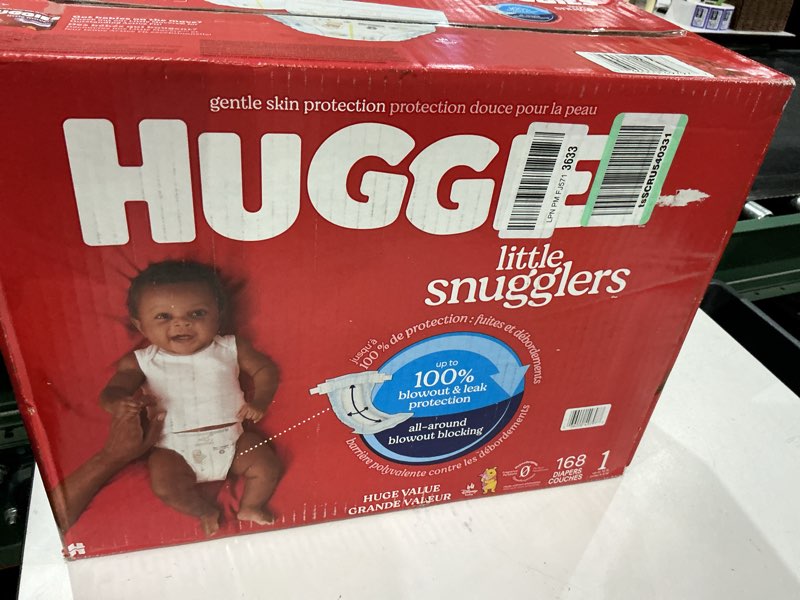 Condition photo showing New/Like New for huggies size 1 diapers, little snugglers baby diapers, size 1 (8-14 lbs), 168 count, packaging may vary size 1 168