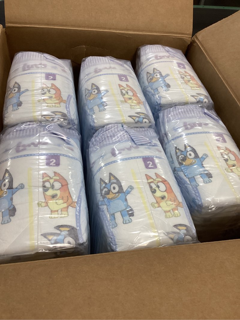 Condition photo showing New/Like New for Luvs Size 2 Baby Diapers, Platinum Protection Bluey Diapers for Day & Night, Size 2, 264 Count (Packaging May Vary) Size 2 264
