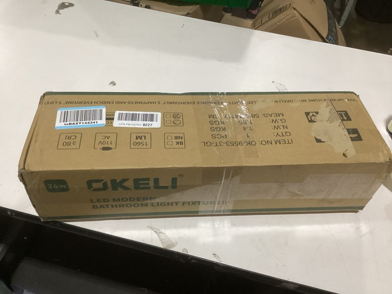 Condition photo showing New/Like New for okeli 5-light bathroom vanity light gold modern led vanity light over mirror dimmable mirror front lamp with 350° adjustable lamp head etl listed 32w 6000k cold white gold - dimmable 3-light, 22 inch