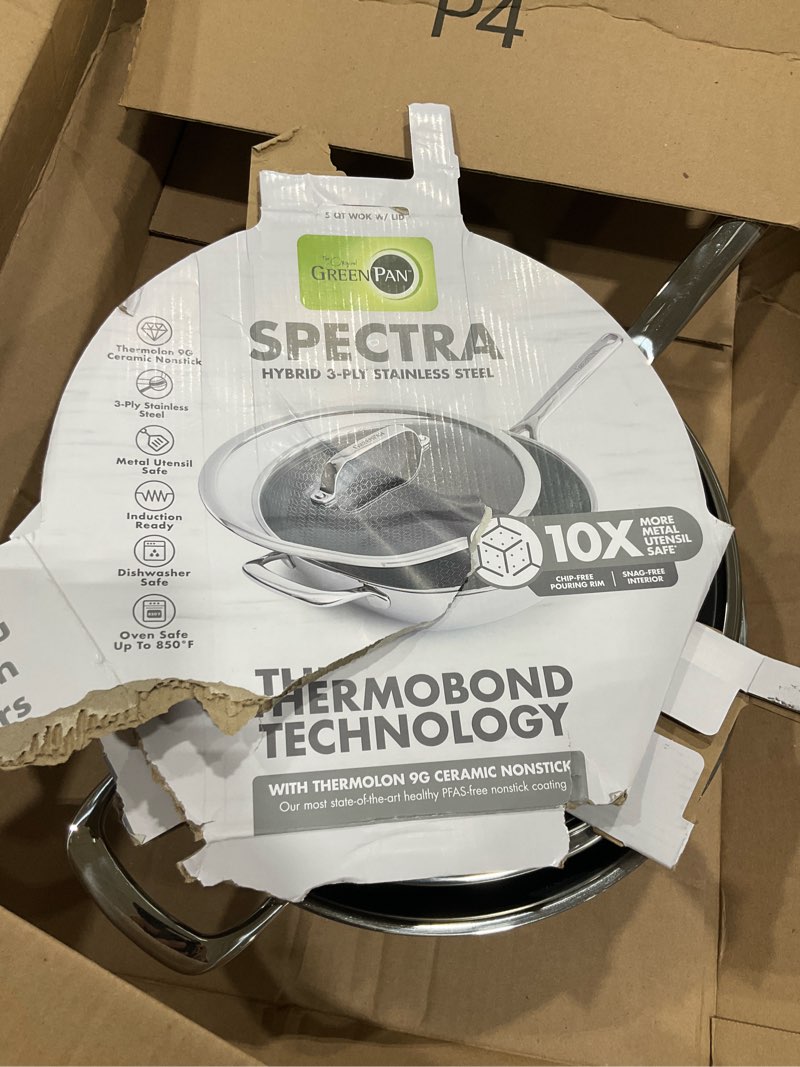 Condition photo showing As Is for 5 qt wok with lid