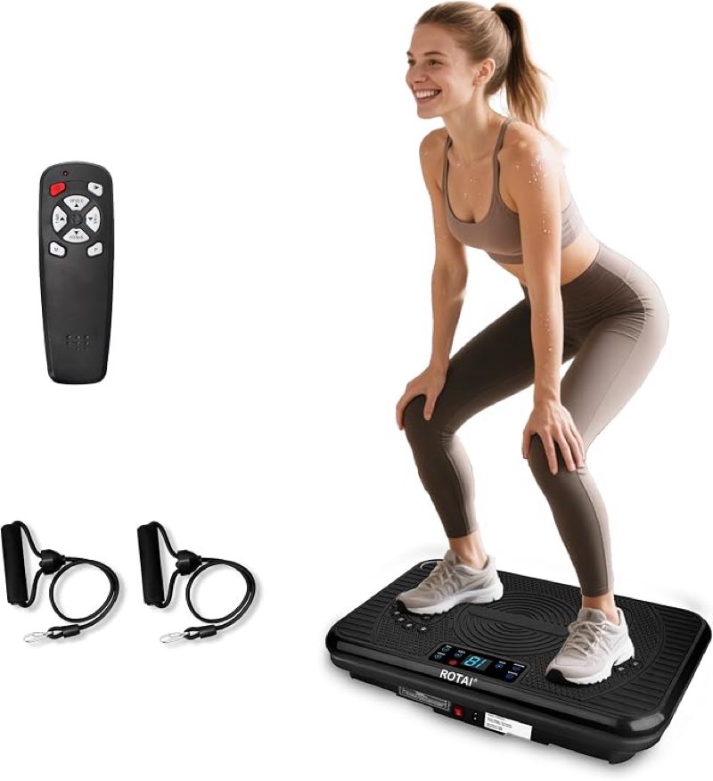 rotai vibration plate exercise machine for lymphatic drainage massager & weight loss, 400 lbs capacity whole body vibrating shake plate workout for women and men baby pink