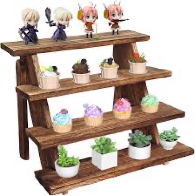 Wooden Cupcake Stand for 24 Cupcakes, 4 Tier Cupcake Display Stand Rustic Tiered Display Stand Dessert Table Display Set Cupcake Stand for Baby Shower Decorations Birthday Party Supplies Perfume Display(Pine Wood 2Pcs)
