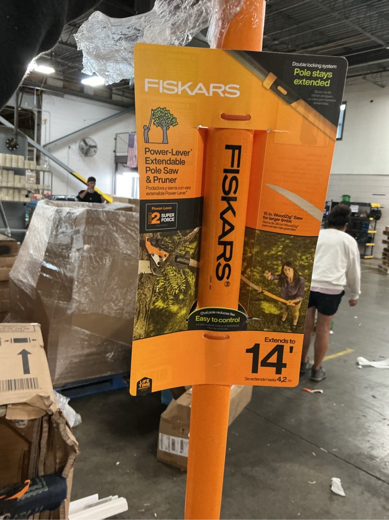 Condition photo showing As Is for fiskars power-lever steel curved extendable tree pruner