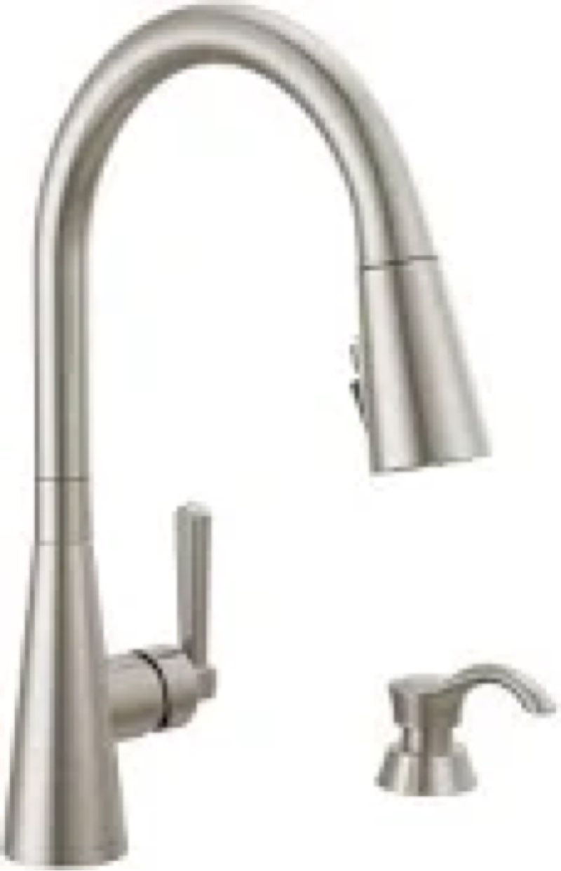 Pfister Barulli Kitchen Faucet with Pull Down Sprayer and Soap Dispenser, Single Handle, High Arc, S