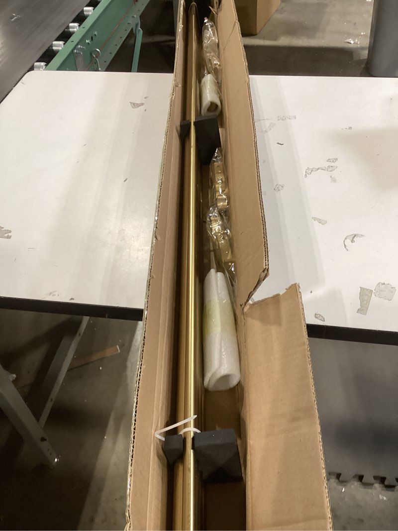 Condition photo showing New/Like New for Double Blackout Curtain Rods 140 to 164 Inches (11.5-13.5 Feet),1-Inches Front and 5/9 Inches Back Adjustable End Cap Double Window Drapery Rod for Drapes and Curtains,Warm Gold 140-164" Warm Gold