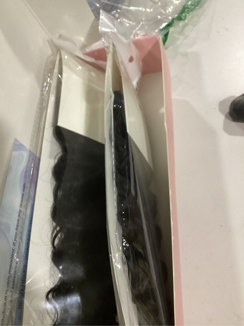 Condition photo showing New/Like New for gogo curl human crochet hair 120g 100 strands feather crochet human hair for black women 18 inch miracle knots crochet hair knotless invisible pre looped deep curly wave hair extensions natural black 18 inch black?2pack120g?