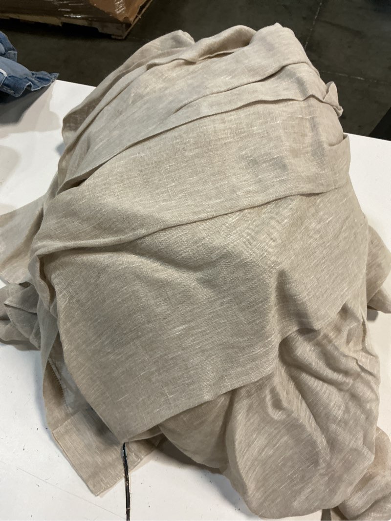Condition photo showing As Is for quince european linen sheer curtain set, 48x108, flax