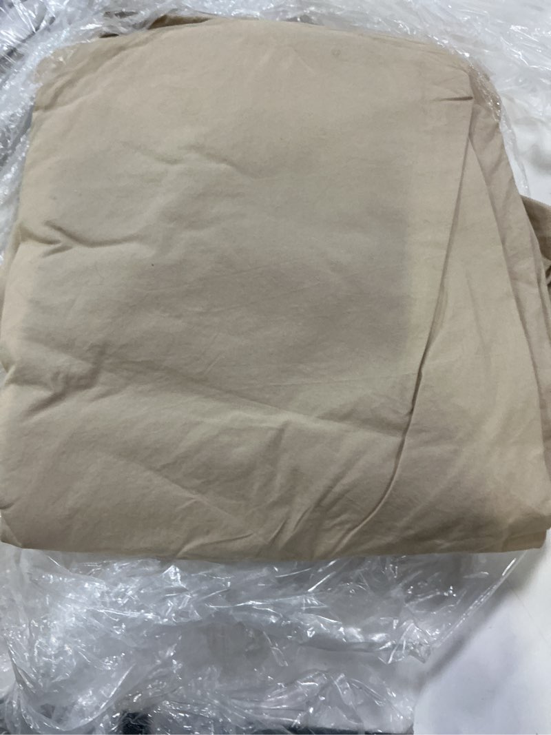 Condition photo showing As Is for quince organic brushed cotton duvet cover set, full/queen, toffee