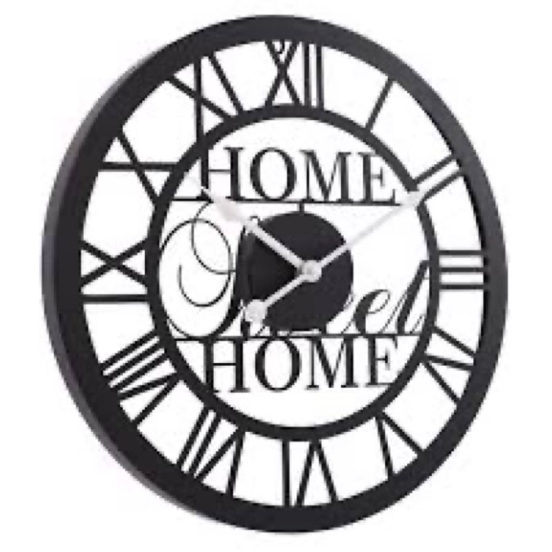 LBC.JzJu24inches/60cm Large Wall Clocks Battery Powered No Ticking Silent Round Black Modern Unique 