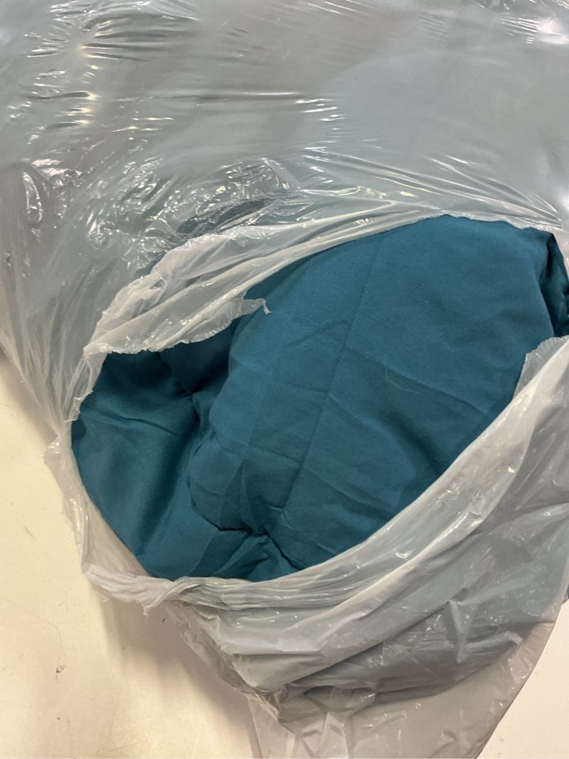 Condition photo showing As Is for anluoer full comforter set 7 piece, teal bed in a bag with sheets, comforters full size bedding sets