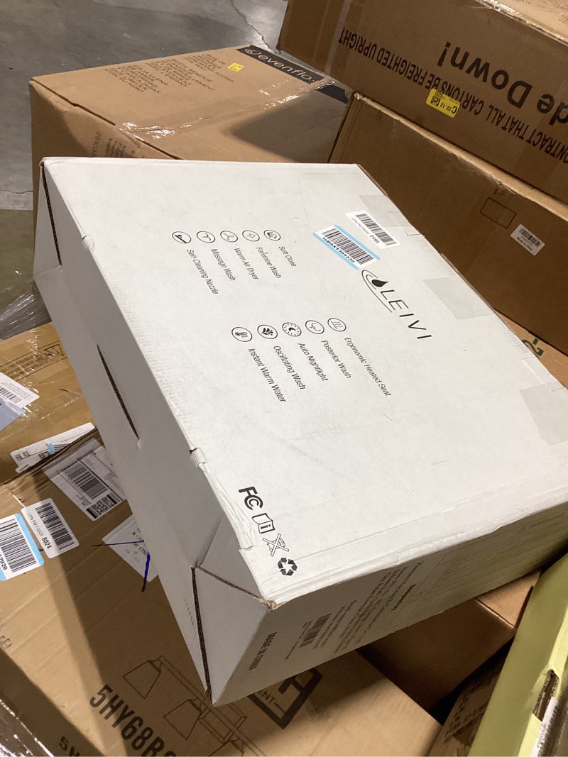 Condition photo showing Good Condition for leivi electric bidet toilet seat with wireless remote and side panel, multiple spray modes, adjustable heated seat, warm water and air dryer, auto led nightlight, elongated white oval