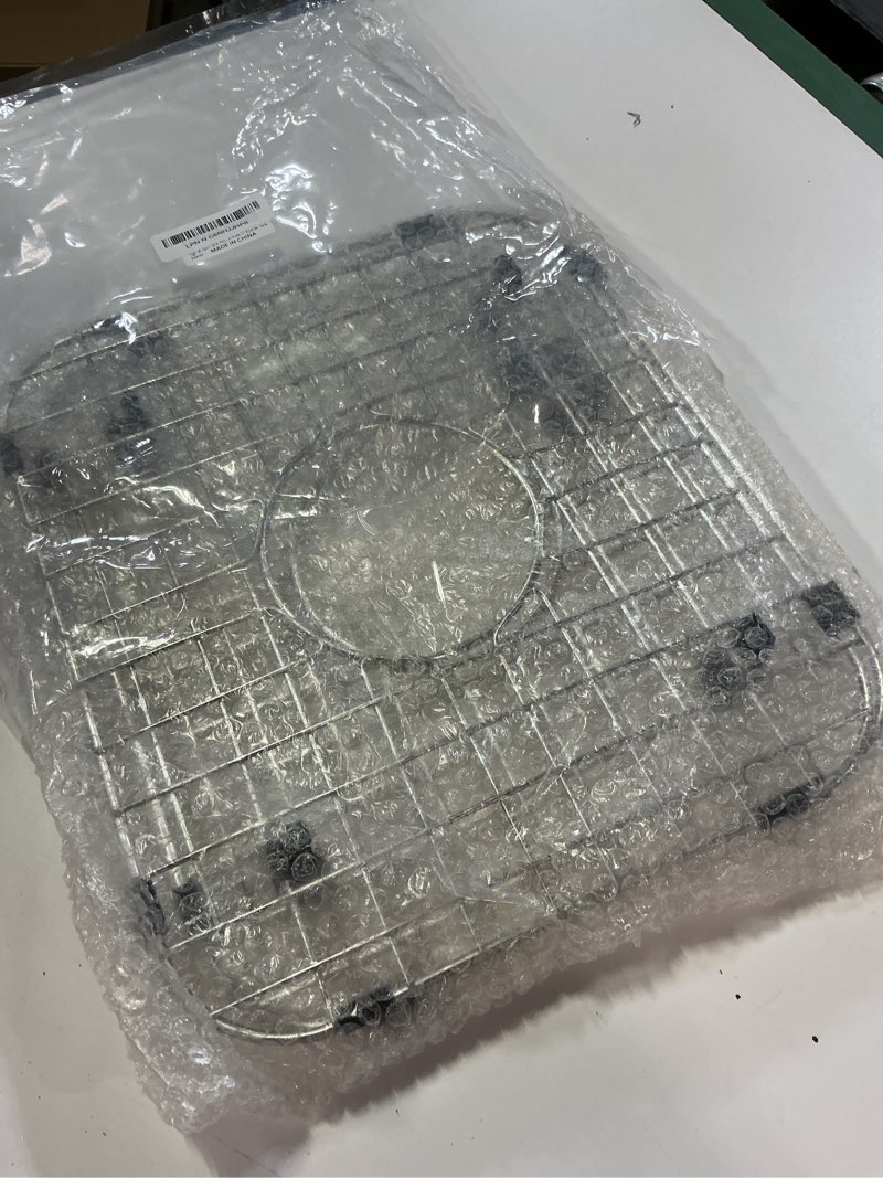 Condition photo showing Good Condition for 2pcs sink protectors stainless steel sink bottom grid for kitchen 14 x 12 inch, heavy duty kitchen grid sinks bottom protector center drain hole