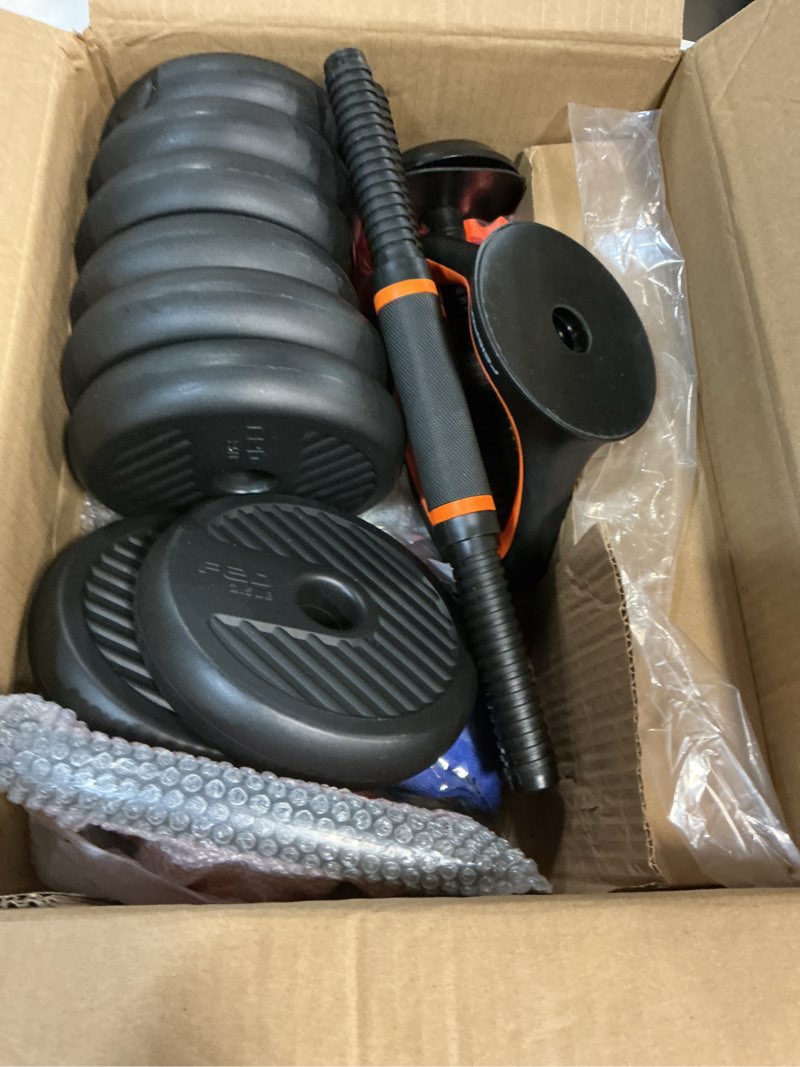 Condition photo showing Good Condition for FEIERDUN Adjustable Dumbbells, 20/30/40/45/70/90lbs Free Weight Set with Connector, 5 in1 Dumbbells Set Used as Barbell, Kettlebells, Push up Stand, Weight Plate, Fitness Exercises for Home Gym Suitable Men/Women A.20LB(10LB Pair)