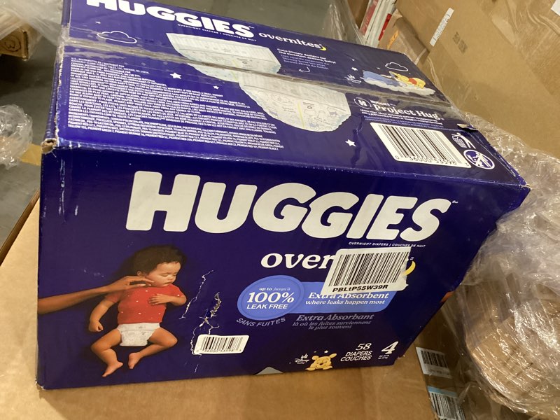 Condition photo showing Good Condition for huggies overnites size 4 overnight diapers (22-37 lbs), 58 ct, packaging may vary size 4 58