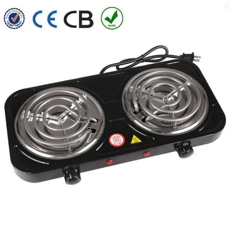 portable 2000w electric double burner 110v hot plate heating cooktop camping dorm stove cooker with plug