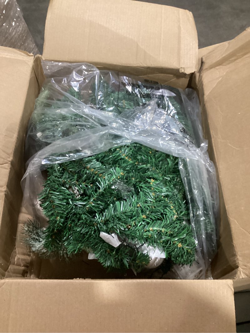 Condition photo showing Good Condition for Valery Madelyn 6 Ft Pre-Lit Christmas Garland with Lights for Mantle, Lighted Outdoor Xmas Garland with Silvery White Ball Norfolk Pine for Home Stairs Fireplace Table Centerpiece Indoor Holiday Decor Silver/White 6 feet