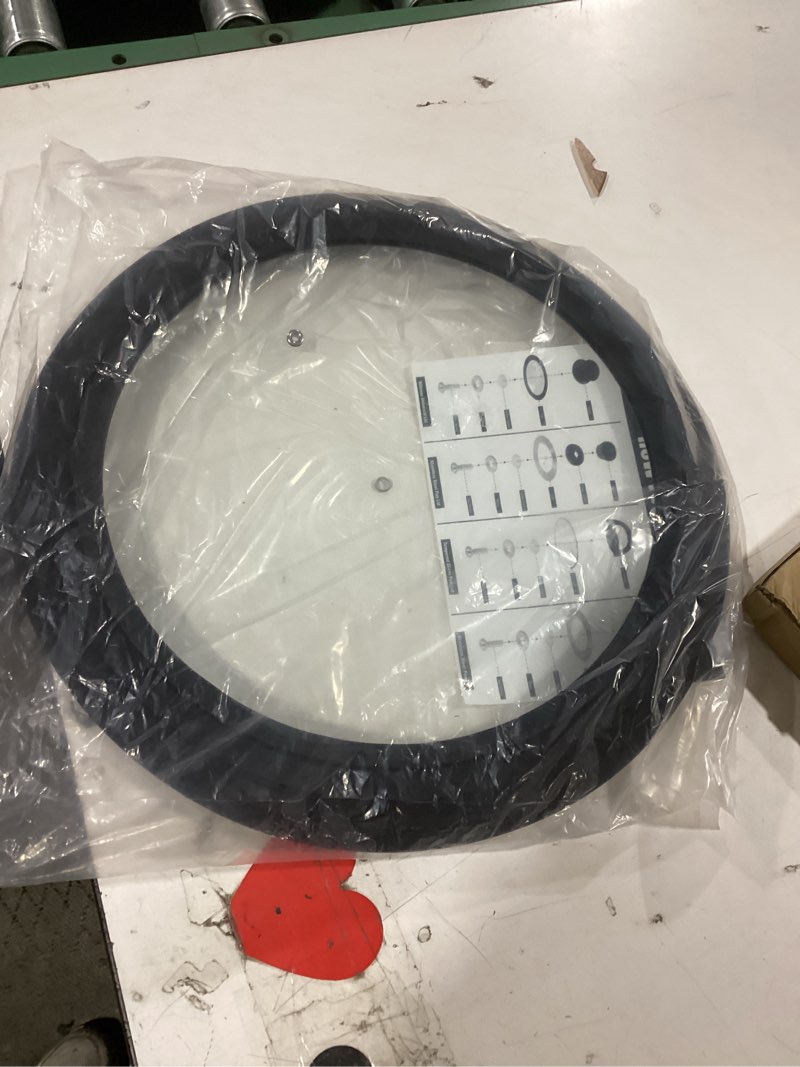 Condition photo showing As Is for universal lids for pots, pans & skillets - fits 11", 12" and 12.5" diameter cookware, tempered glass with high heat resistant silicone rim, dishwasher safe. 11", 12", and 12.5"