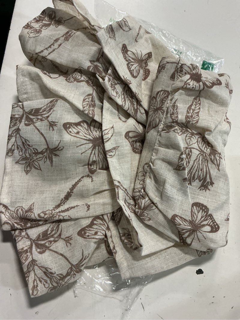 Condition photo showing Good Condition for jinchan ruffled valance curtain linen floral kitchen valance 18 inch shabby chic small window treatment for living room farmhouse cottagecore light filtering rod pocket 1 panel taupe on beige 50"w x 18"l (pack of 1) butterfly | taupe on beige