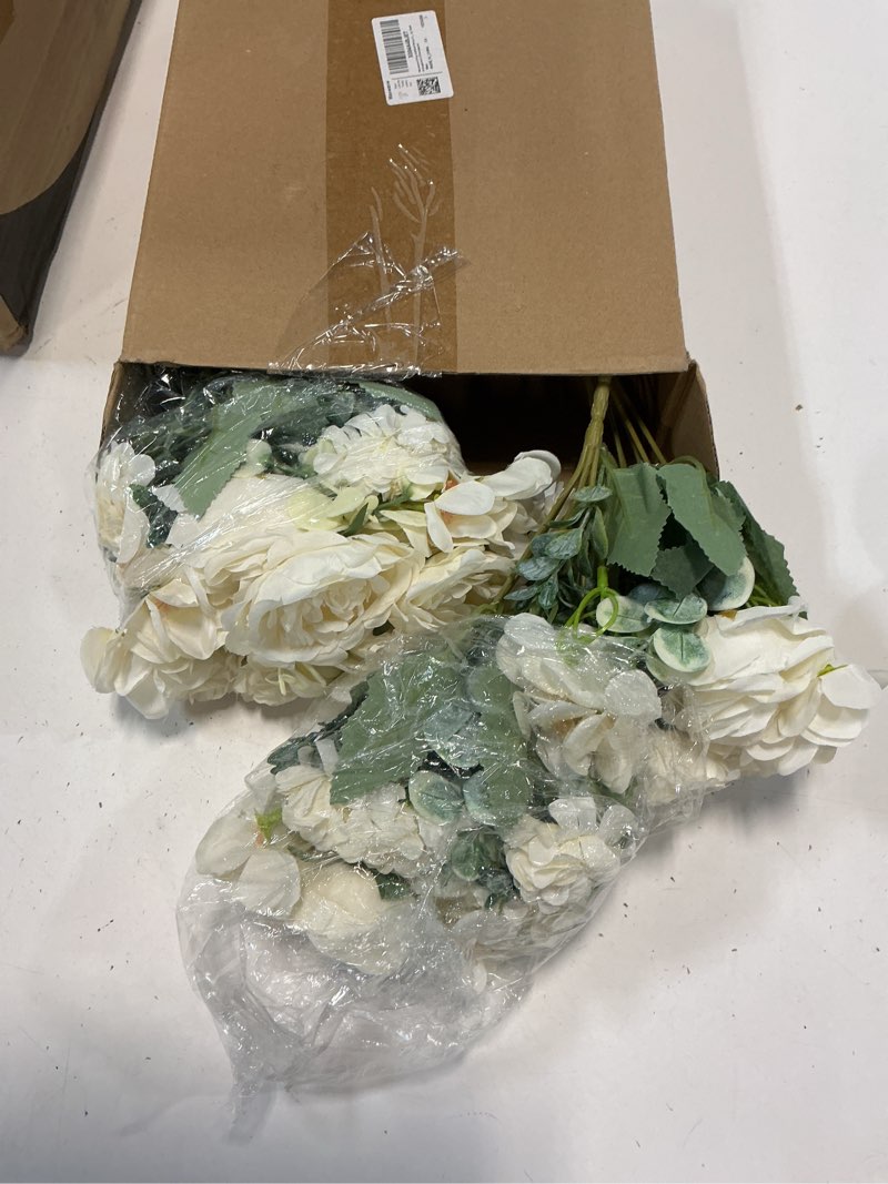 Condition photo showing Good Condition for wavwavw 6 pcs artificial peony silk florals fake mix silk peony rose faux flower hydrangea bouquet elegant realistic wedding floral centerpiece for home party table arrangement (champagne)