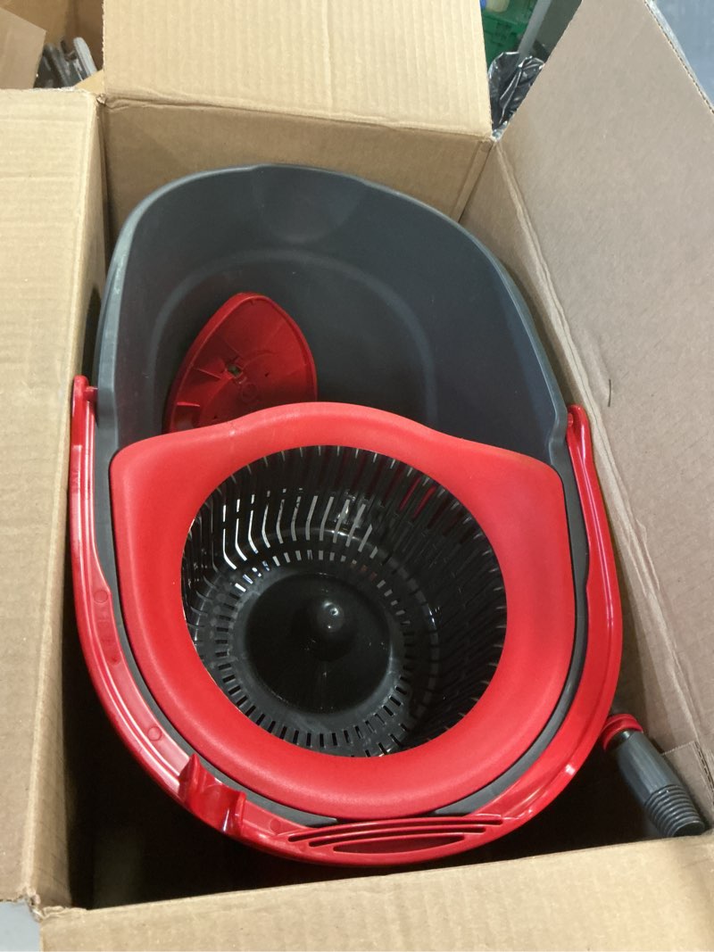 Condition photo showing As Is for O-Cedar EasyWring Microfiber Spin Mop, Bucket Floor Cleaning System, Red, Gray, Standard