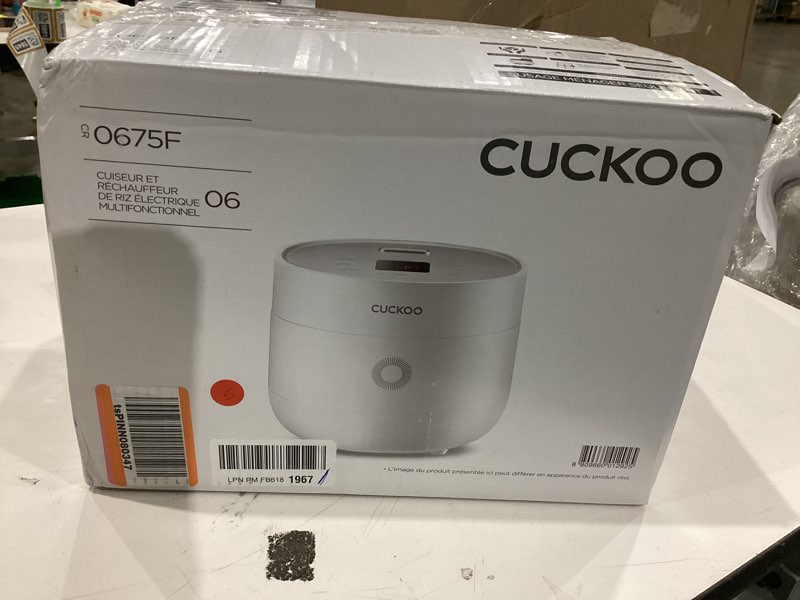 Condition photo showing Good Condition for CUCKOO Micom Rice Cooker 6-Cup Uncooked / 12-Cup Cooked with Nonstick Inner Pot, Versatile Rice Maker with 9 Menu Options, Fuzzy Logic Technology, Auto Clean, Quick Rice Mode, White (CR-0675FW) WHITE 6 CUP
