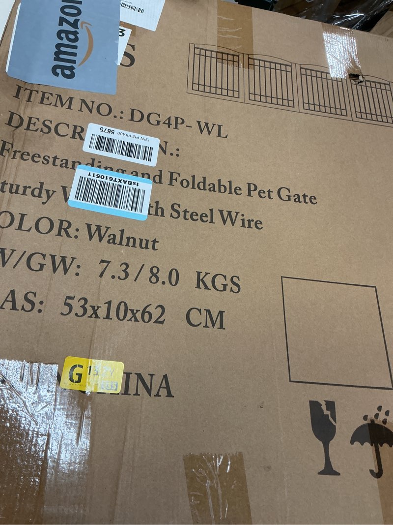 Condition photo showing Good Condition for LZRS 4-Panel Extra-Wide Wooden Freestanding Dog Gate: Foldable Solid Wood and Steel Wire Chew Resistant Safety Barrier for Doorways, Stairs, and Large Open Spaces Indoor Use, Black 24"Height-4 Panel Black