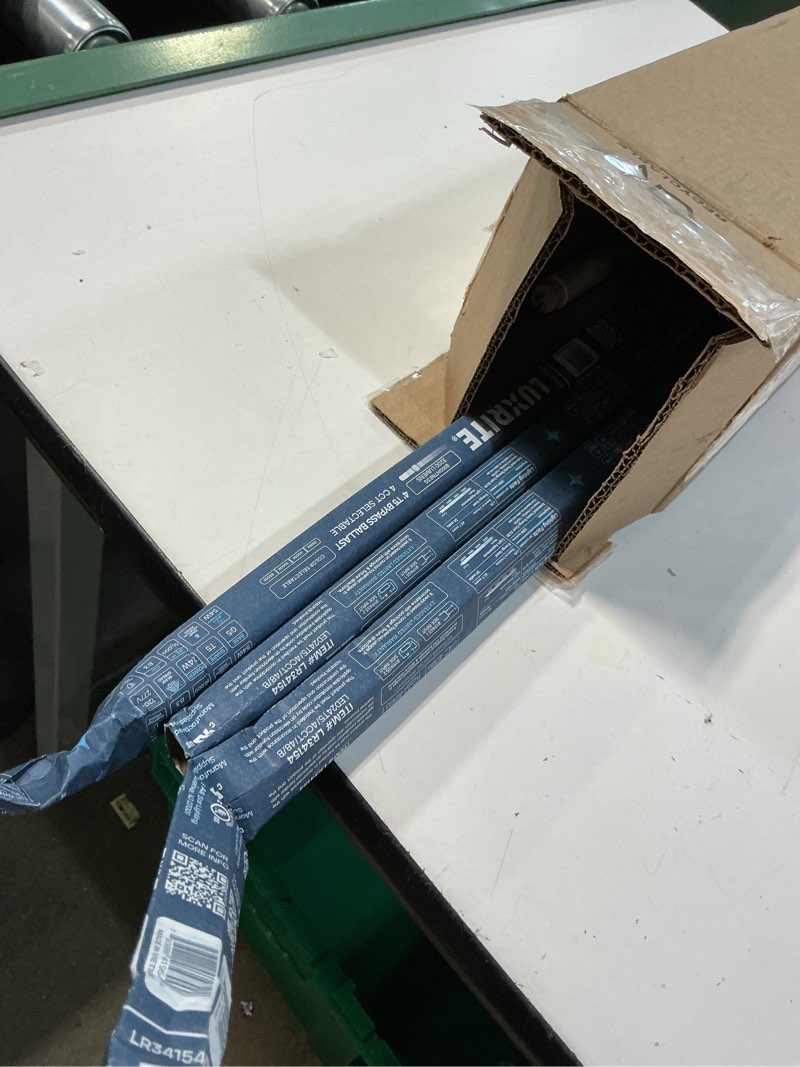 Condition photo showing As Is for luxrite 4ft t5 led tube lights, type b, 24w=54w, 4 colors 3500k | 4000k | 5000k | 6500k, 45.79", single and double end powered, ballast bypass, 3200lm, f54t5 fluorescent replacement, ul, dlc (4 pack)
