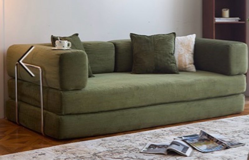 ((Incomplete ))78.8\" Convertible Sofa Bed - Compression Sofa with Corduroy Fabric - with Armrests and Backrest - Modular Sectional for Living Room, Bedroom, Studio - Compression Sofa in Box (Grey)