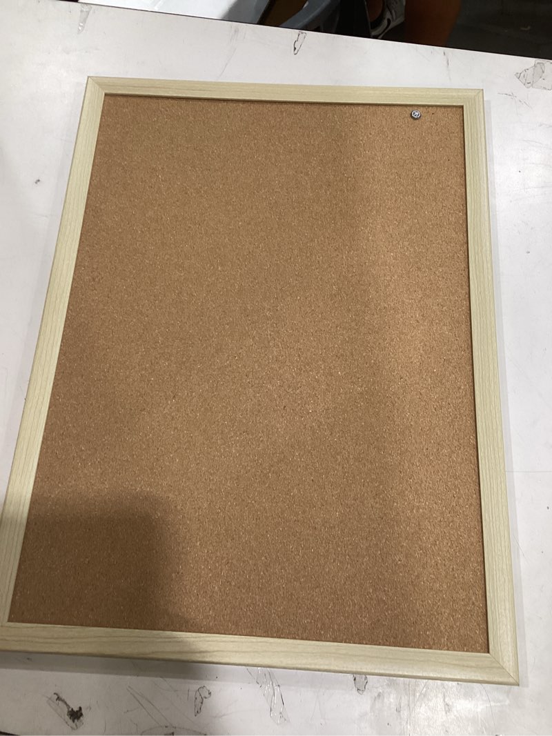 Condition photo showing Good Condition for u brands cork bulletin board, 18" x 24" inches, light birch wood frame (265u00-01) cork board