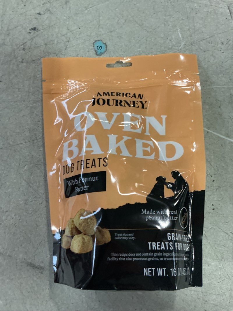 Condition photo showing New/Like New for American Journey with Peanut Butter Grain-Free Oven Baked Crunchy Biscuit Dog Treats, 16-oz bag