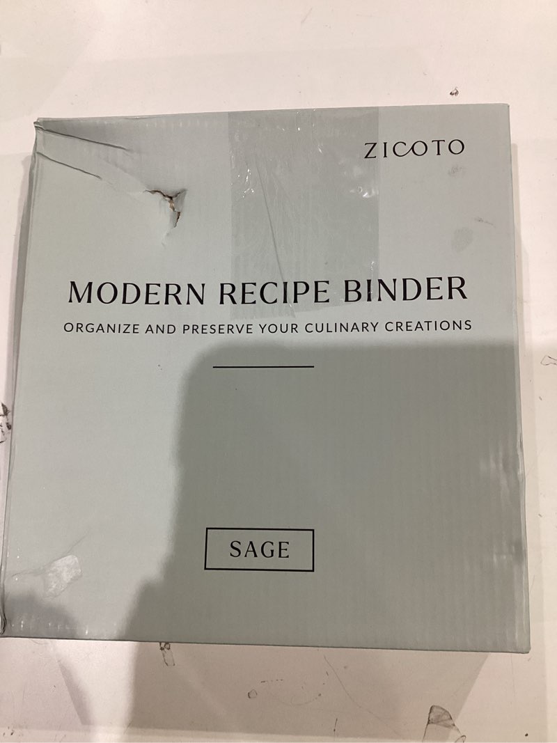 Condition photo showing New/Like New for Aesthetic Recipe Binder with Waterproof Cover - The Perfect Recipe Book with Plastic Sleeves to Write in Your Own Recipes - Quality Blank Cookbook Binder, Cards incl. Sage