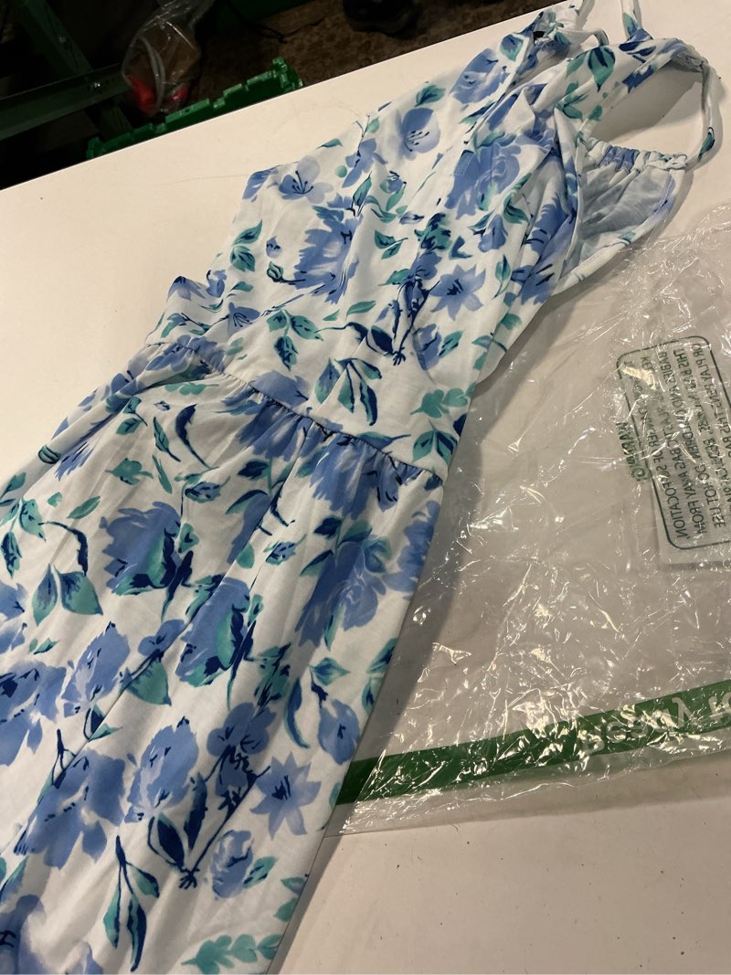 Condition photo showing Good Condition for kilig women's summer floral beach flowy split maxi long dresses large a-white light purple floral