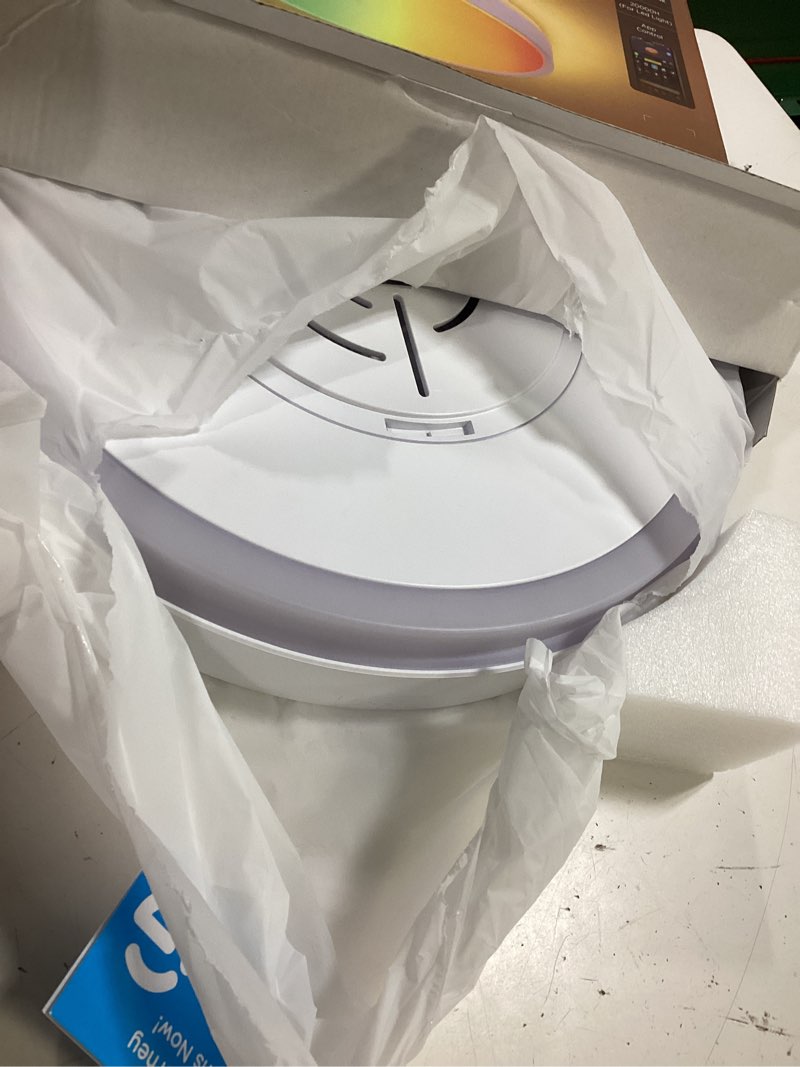 Condition photo showing Good Condition for govee smart ceiling light 4300lm, rgbic led ceiling light fixture works with matter, flush mount light fixture, diy colors, 2700k-6500k dimmable for bedroom, living room, 15 inch, 1 pack