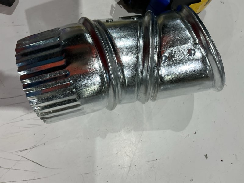 Condition photo showing Good Condition for imperial 3-in 30 gauge galvanized steel round adjustable 90 degree duct elbow