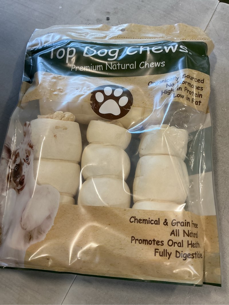 Condition photo showing New/Like New for Expires 01/25/29 Top Dog Chews Buffalo Beef Cheek Rolls Dog Treat, 5 count, 5 - 6 inches