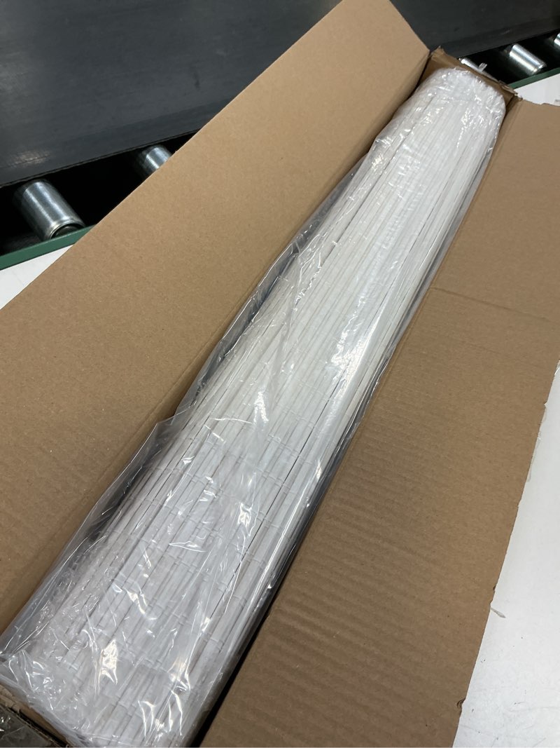 Condition photo showing Good Condition for CHICOLOGY Bamboo Roman Shades - Customer Favorite Light Filtering Blinds for Windows, Premium Quality, Ideal for Home, Snow White, 27" W X 64" H 64" x 27" Snow