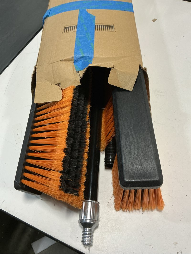 Condition photo showing Good Condition for PBHEPJ 24 Inchs Push Broom Outdoor Heavy Duty, Shop Broom with 60" Long Handle for Cleaning Outdoor or Indoor Tile, Garage, Shop, Deck, Concrete, Wood, Stone, Patio Floor, 2 Pack