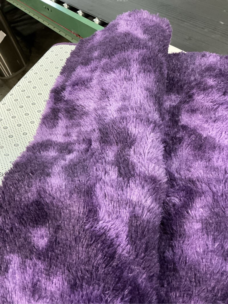 Condition photo showing Good Condition for Fluffy Rug for Bedroom Living Room, 4x6 Purple Area Rugs, Faux Fur Shag Modern Carpet Ultra Soft Girls Boys Room Home Decor, Tie-Dyed 4' x 6' Grape Purple
