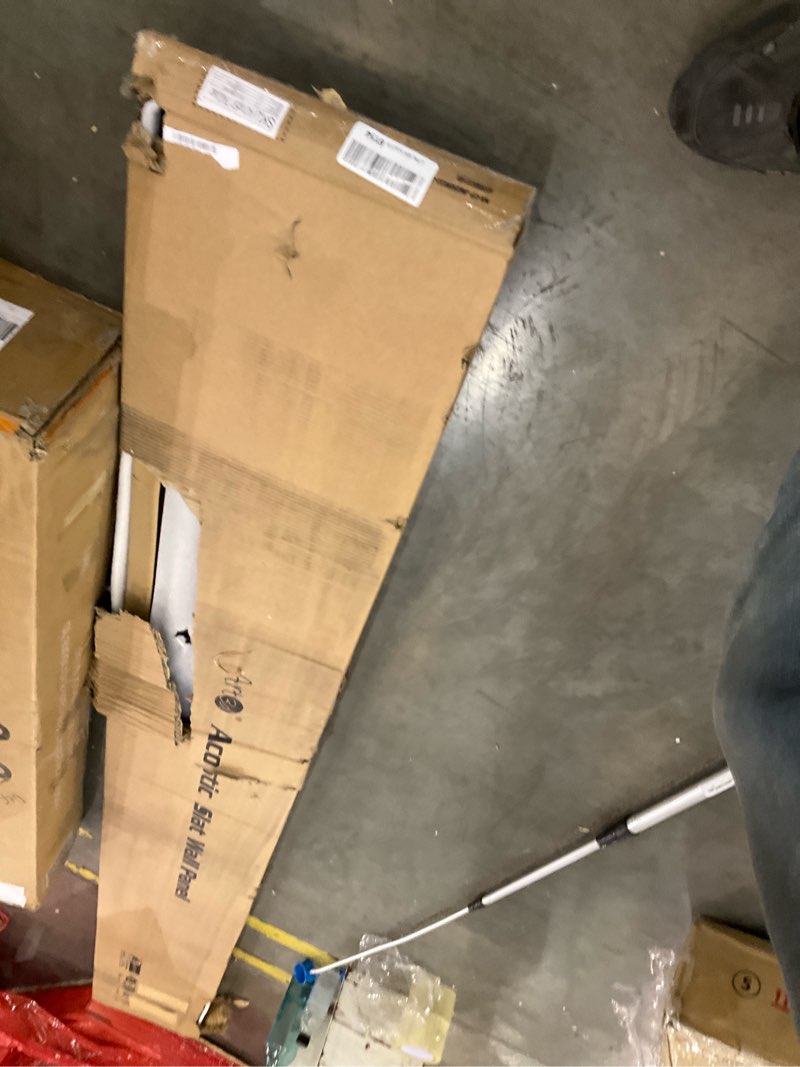 Condition photo showing As Is for Art3d 2-Pack 108" x 12" Acoustic Wood Panels for Wall, Soundproof Wood Slat Panel for Wall and Ceiling, 3D Fluted Sound Absorbing Paneling for Interior Wall Decor, Living Room, Bedroom - Teak 2pcs - 108" x 12" Teak