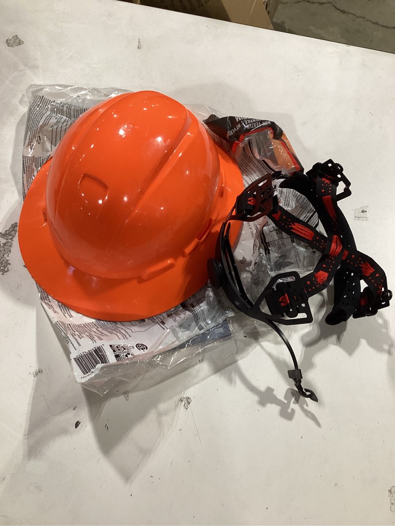 Condition photo showing Good Condition for 3m securefit full brim hard hat chh-fb-r-o6-sl, with ratchet adjustment, hi-vis