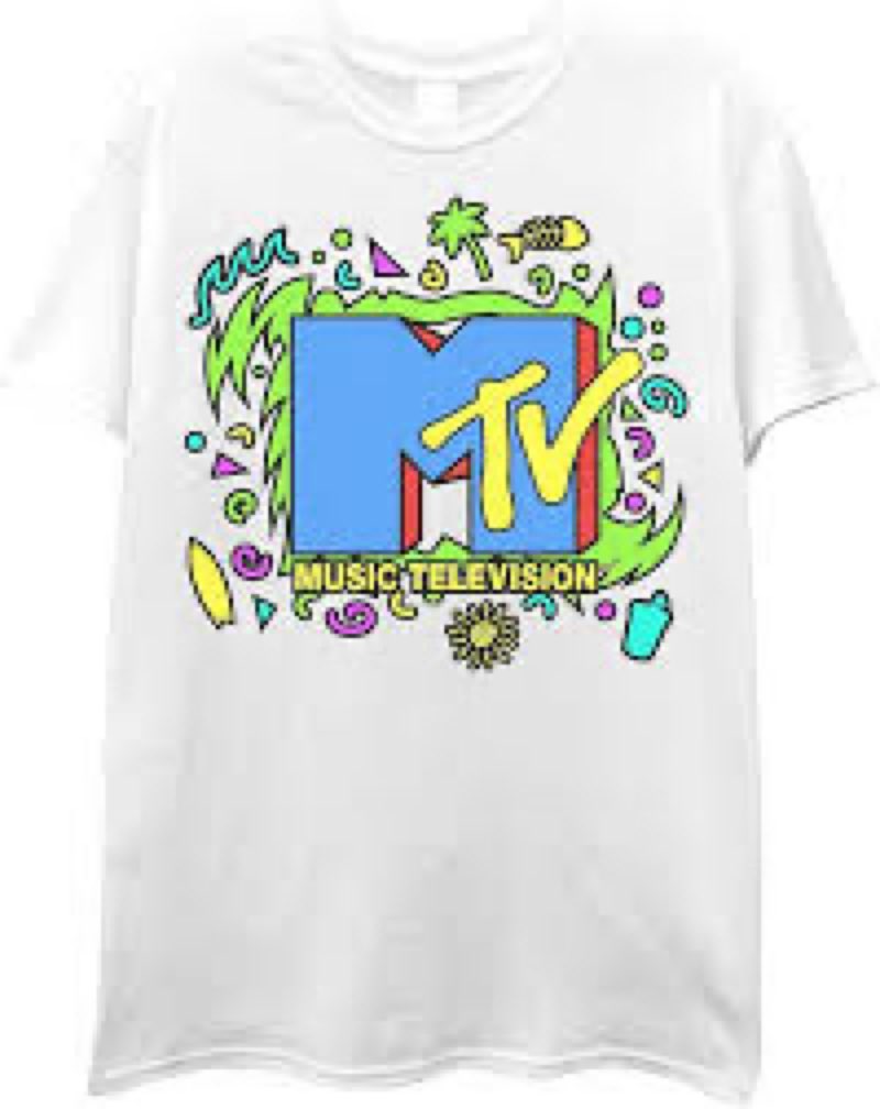 MTV Men's Retro Logo Men's T-Shirt, White, Medium