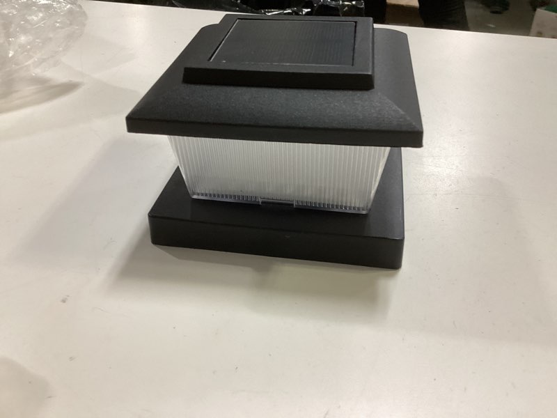 Condition photo showing Good Condition for volisun solar fence post lights 4pack, black solar deck post cap flame light outdoor waterproof, high brightness flickering flame smd led lighting, for 4x4 wooden/4x4 vinyl post