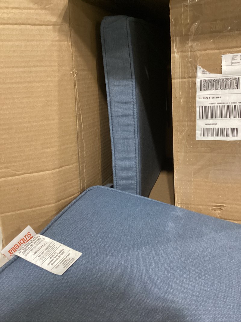 Condition photo showing Good Condition for sunbrella patio cushions - (2 pack) - 20" length x 20" width x 2" thick, outdoor chair cushion with comfort, style & durability designed for outdoor living - made in the usa navy