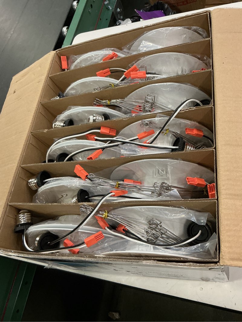 Condition photo showing Good Condition for Amico 24 Pack 5/6 inch 5CCT LED Recessed Lighting, Dimmable, 12.5W=100W, 950LM, 2700K/3000K/4000K/5000K/6000K Selectable, Retrofit Can Lights with Baffle Trim, IC Rated - ETL & FCC, White White 6 Inch