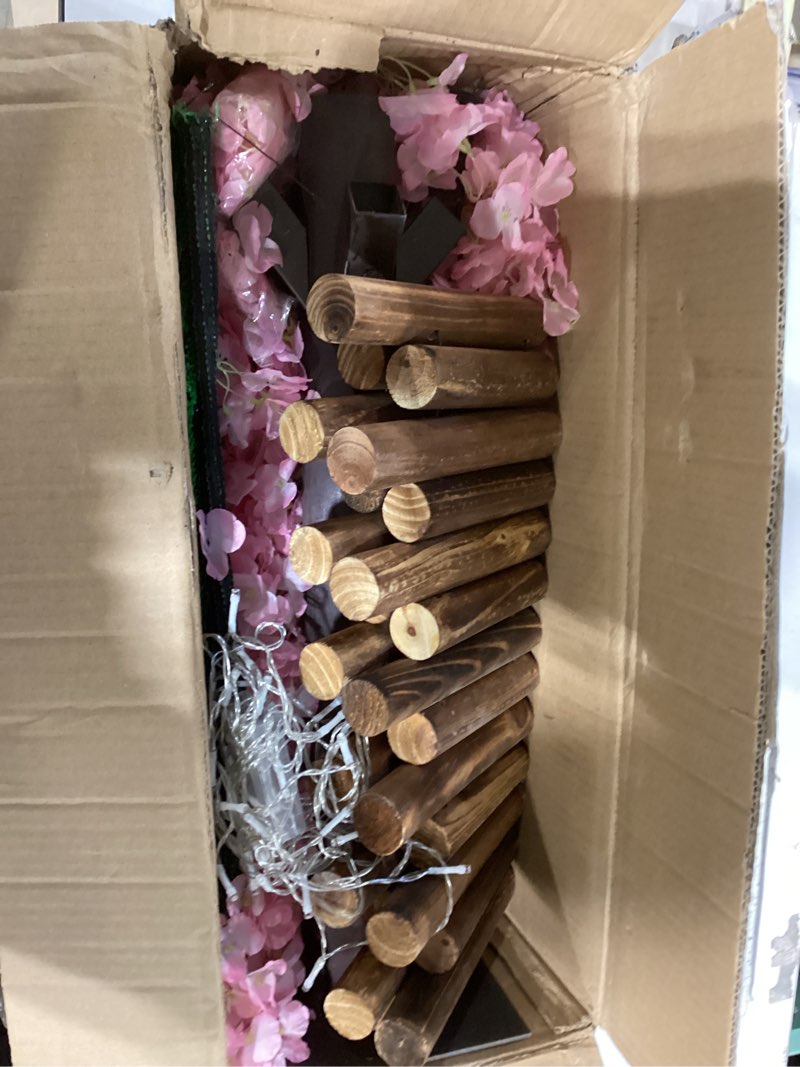 Condition photo showing Good Condition for 4FT Pink Christmas Artificial Cherry Blossom Tree with LED Light, Handmade Pink Cherry Tree, Cherry Blossom Tree Artificial for Party, Wedding, Home Decor, Indoor & Outdoor (1.2M/4 Trunks)