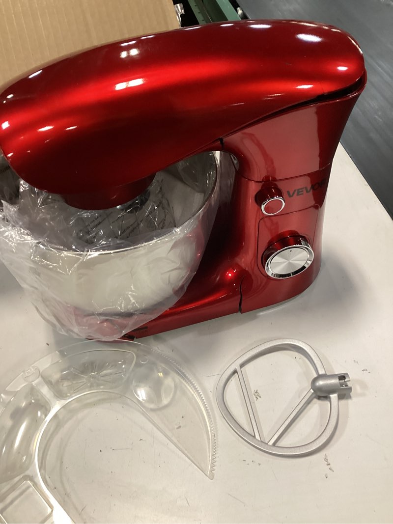 Condition photo showing As Is for VEVOR Stand Mixer 3 QT Electric Kitchen Mixer 300W Dough-Mixer 10 Speeds Tilt-head Food-Mixer with Stainless Steel Bowl Dough Hook Whisk Beater for Baking Mixing Whipping and Kneading Red