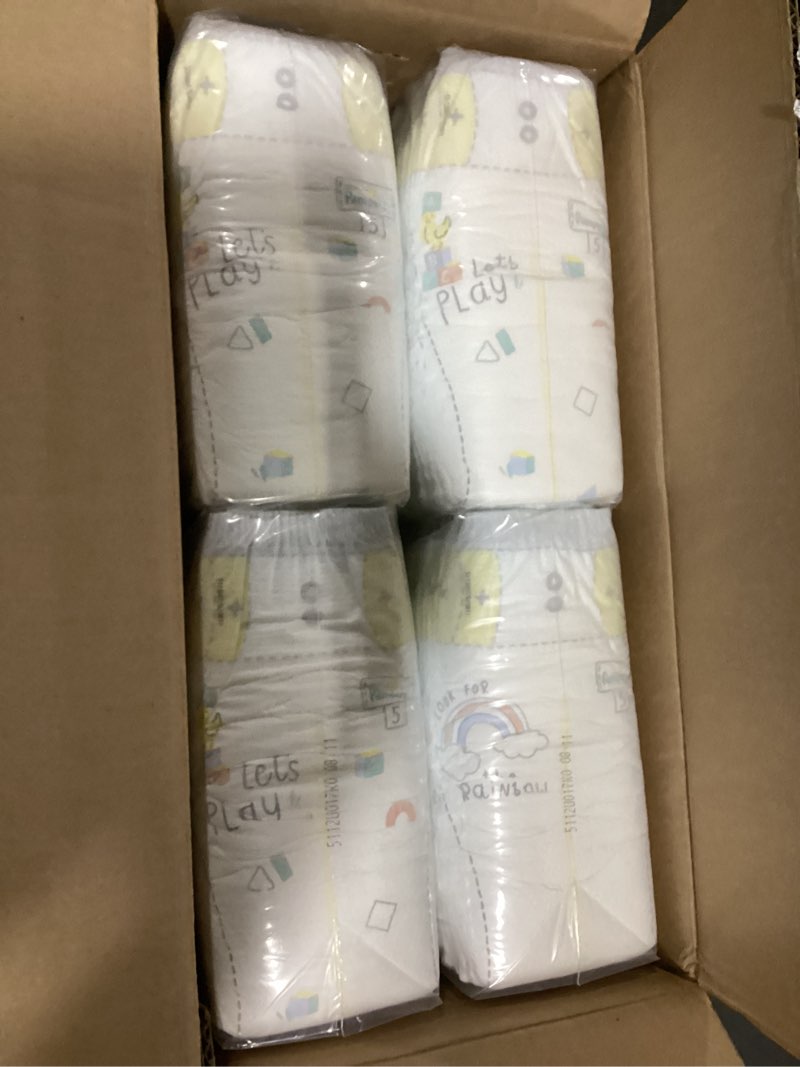Condition photo showing New/Like New for pampers swaddlers diapers, size 5 (20-37 lbs), 132 count, absorbent, keeps baby dry and comfortable, skin safe disposable baby diaper (packaging may vary) size 5 132